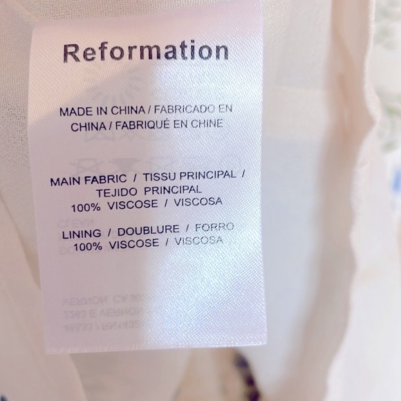 Reformation Constance Top Blue White Floral Puff Sleeve Blouse Size 12 - Picture 12 of 14